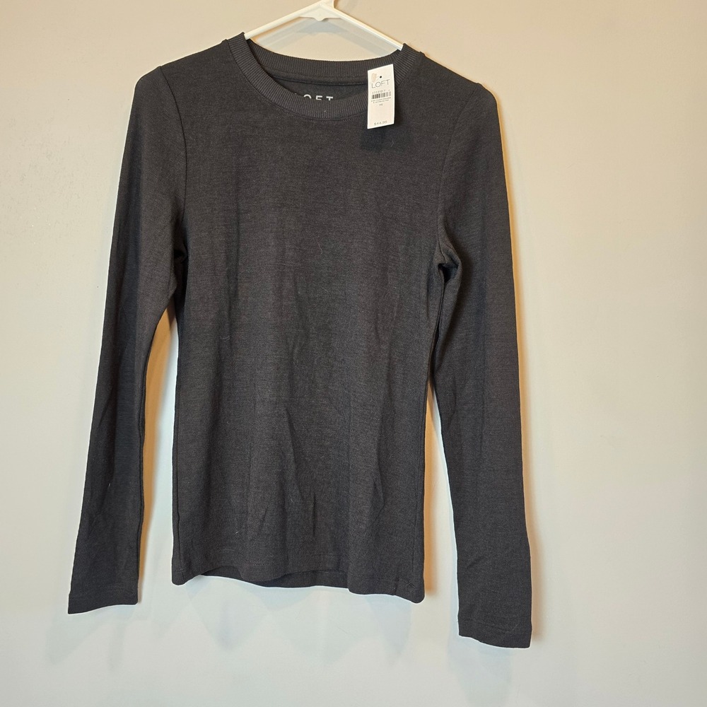 LOFT Sweater NWT Knit Long Sleeve Top Womens Medium Black